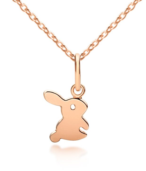 my little silver bunny Necklace rose gold