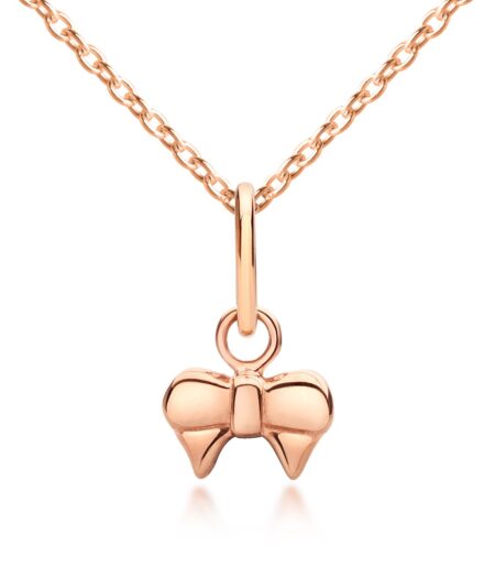 my little silver ribbon bow Necklace rose gold