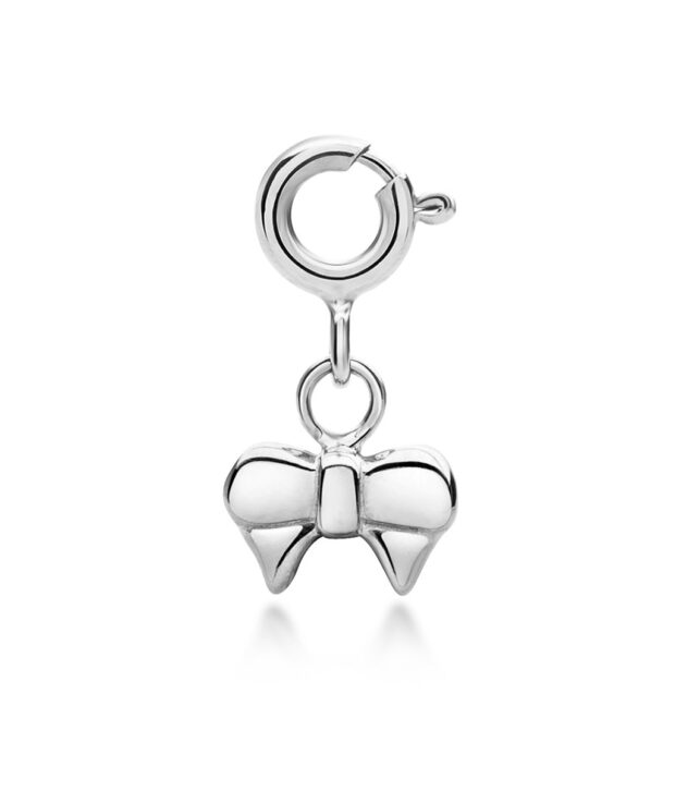my little silver ribbon bow charm silver