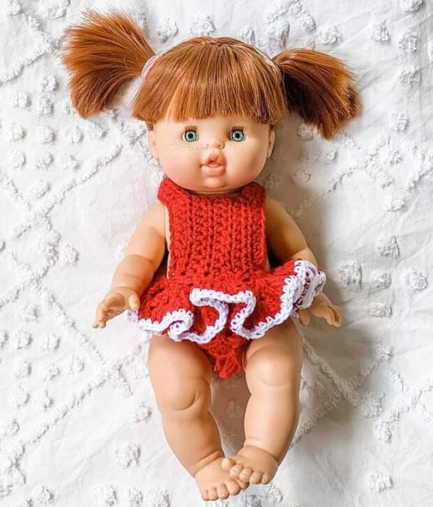 doll clothes crochet red white set 22