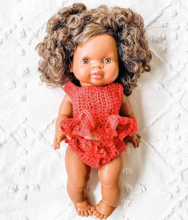 doll clothes red crochet set