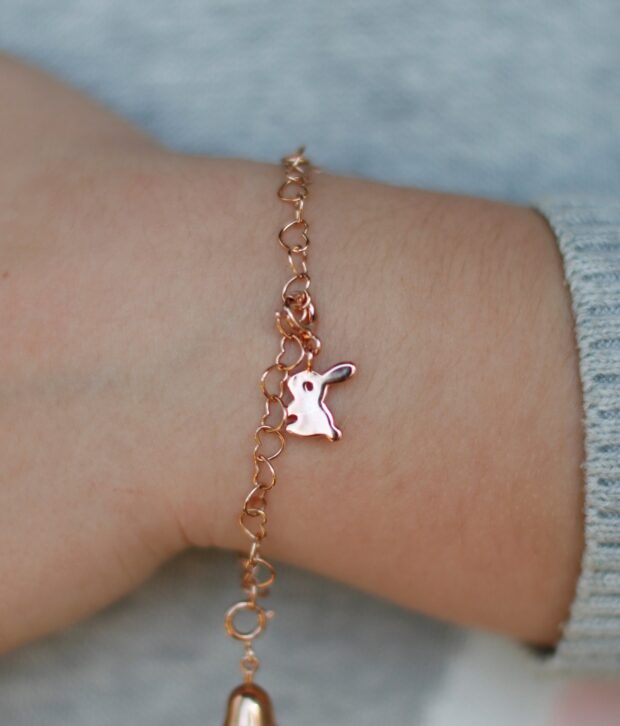 my little silver bunny charm rose gold 22