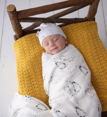 kute cuddles organic bamboo swaddle and beanie riley