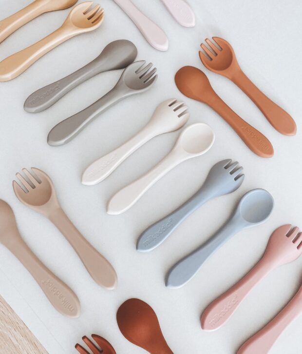 milk addict silicone spoon & fork set