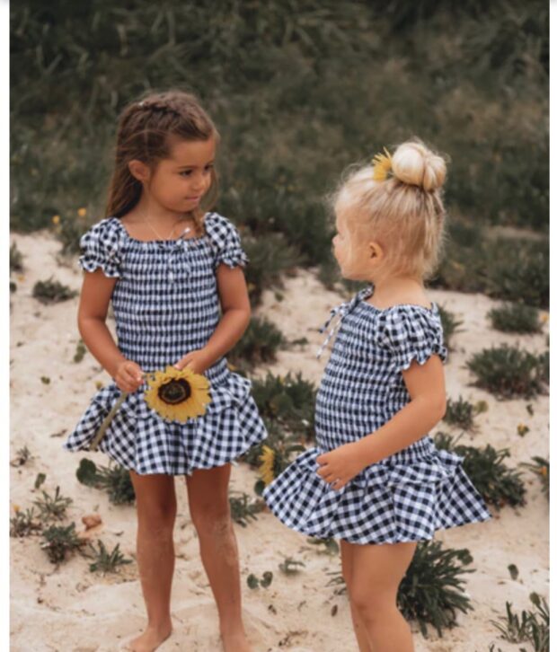 Nothing But Amor - Baby Doll Gingham Dress & Scrunchie