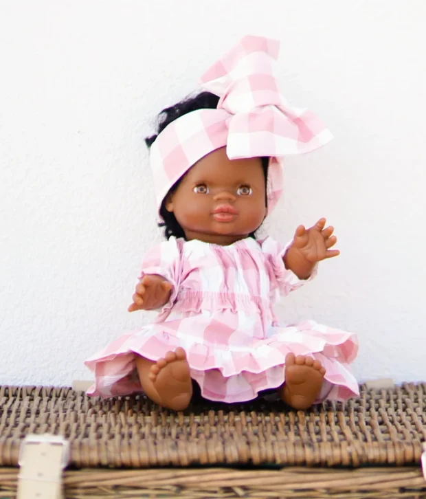 little loco pink check dress doll