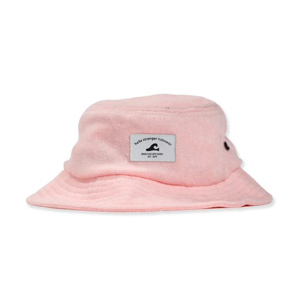 hello stranger terry pink bucket hat