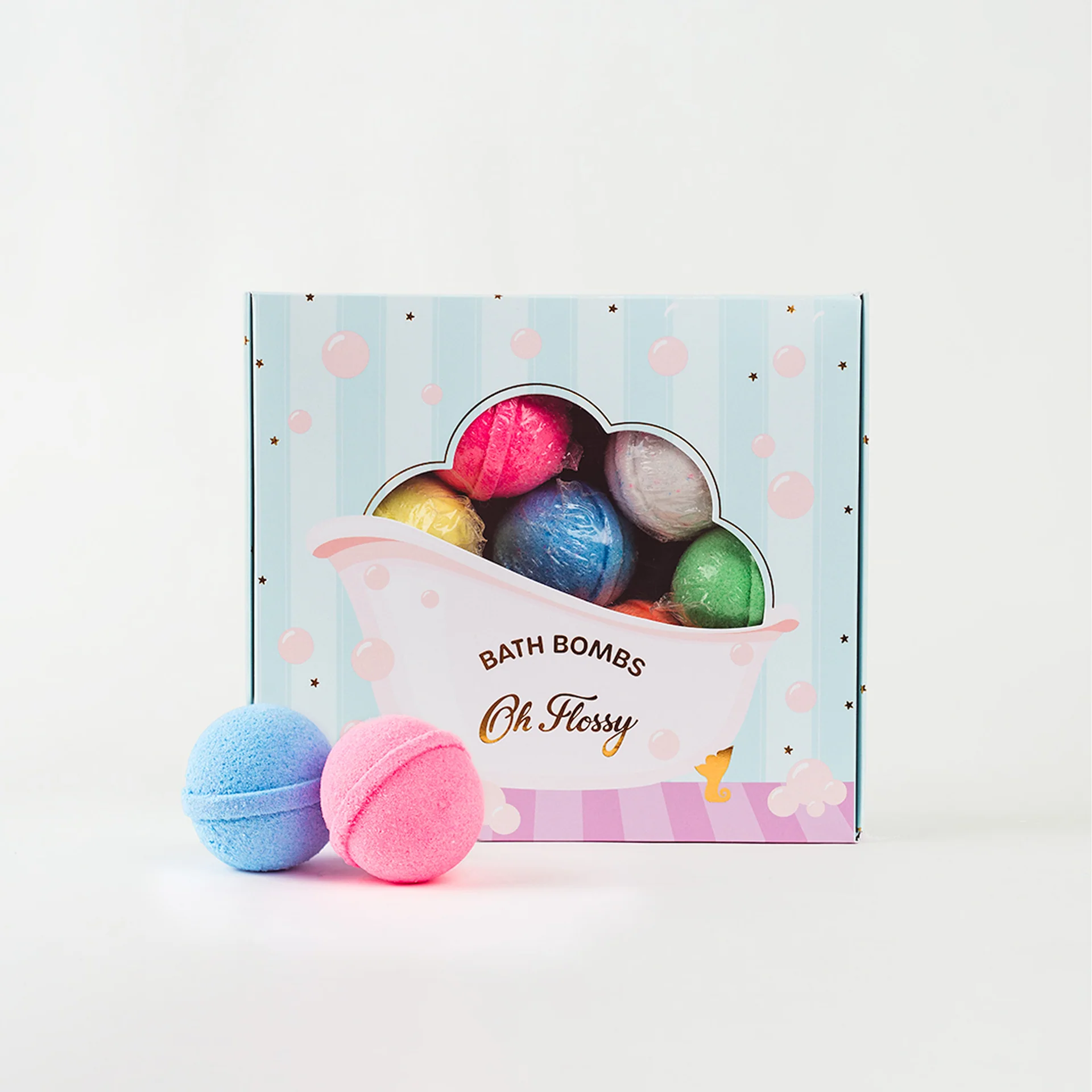 Oh Flossy Kids Natural Makeup Multi colour bath bombs box front