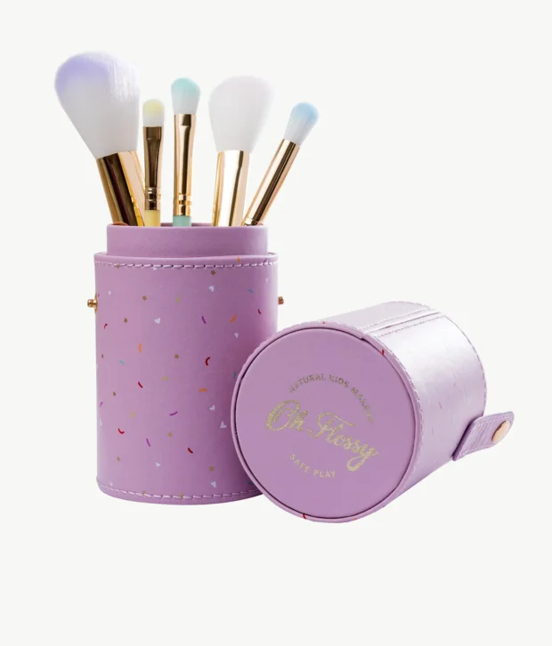 Oh-Flossy-Kids-Natural-Makeup-Rainbow-brushes-with-case