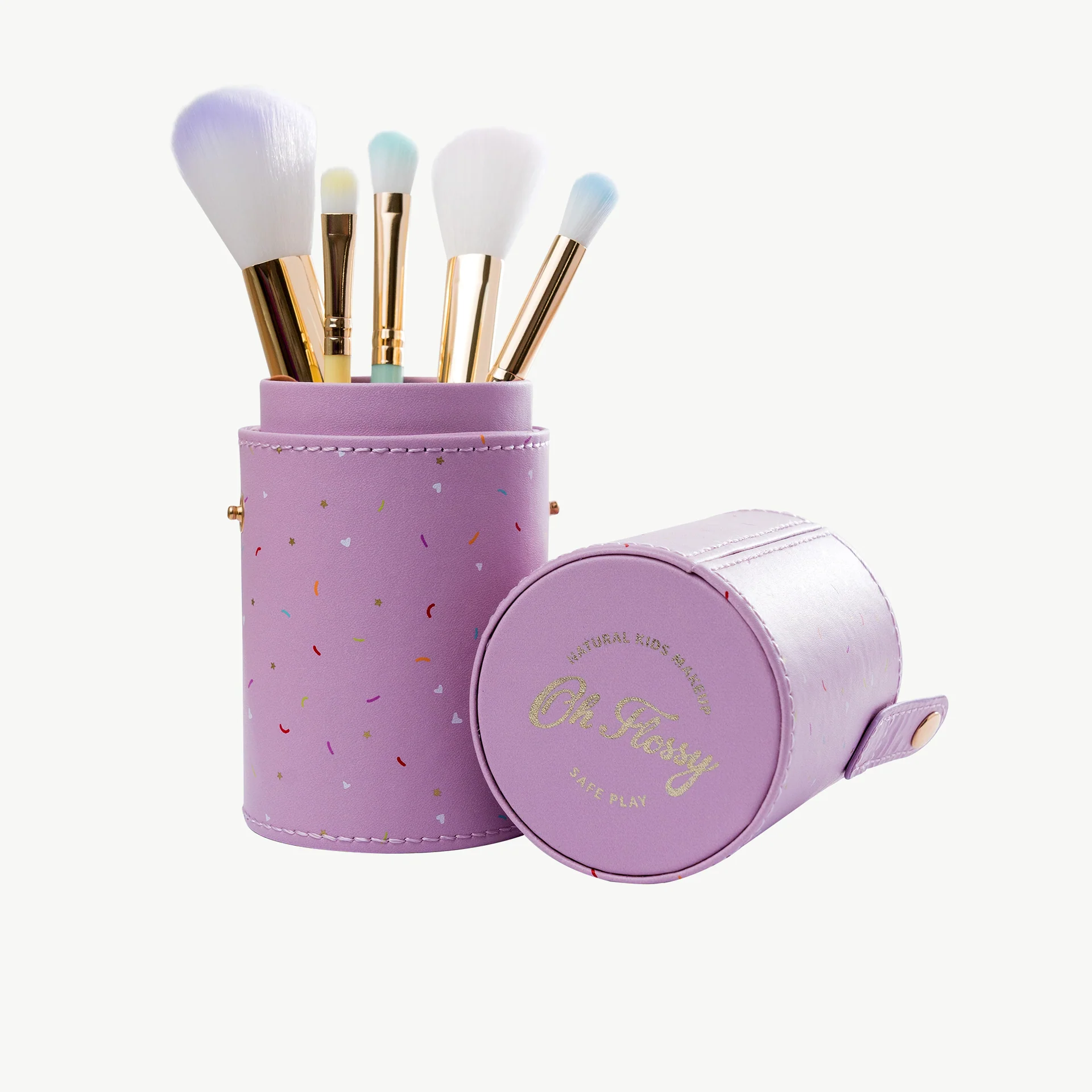 Oh Flossy Kids Natural Makeup Rainbow brushes with case